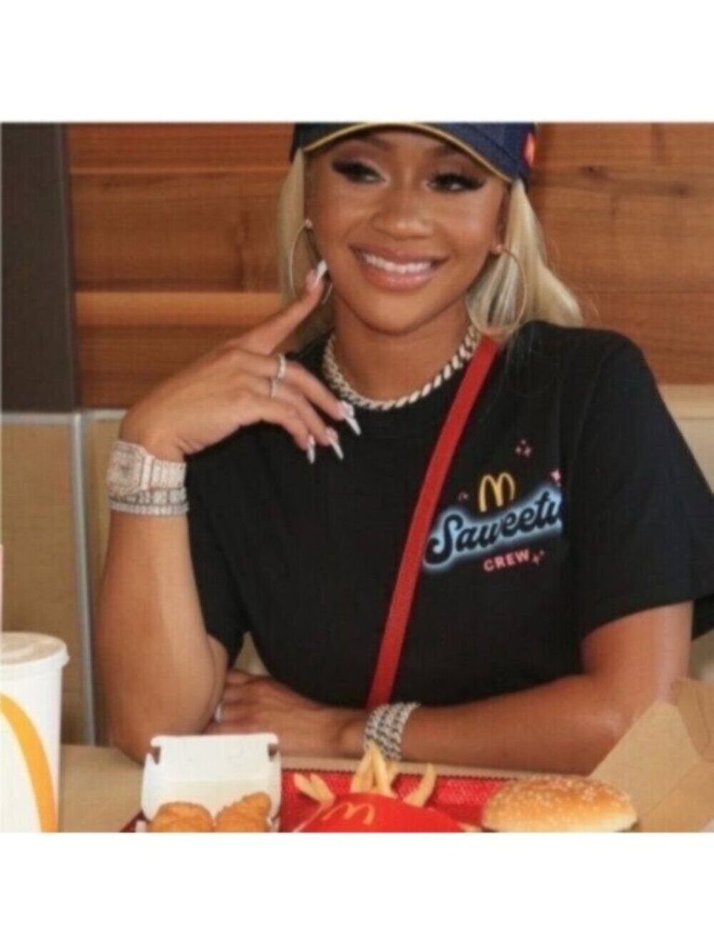 McDonalds Black Saweetie Crew Neck Short Sleeve T Shirt Size Medium